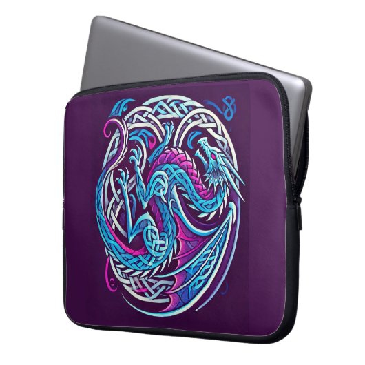 Farbenfroher keltischer Drache Laptopschutzhülle (Vorderseite Links)