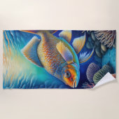 Farbenfroher Khalk Zeichnend Fische Strandtuch (Vorderseite)