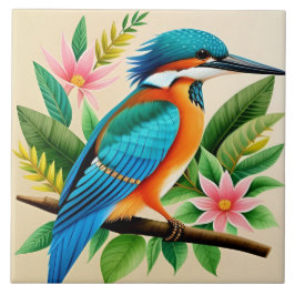 Farbenfroher Kingfisher Bird auf Zweig Fliese