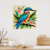 Farbenfroher Kingfisher Bird auf Zweig Poster (Küche)
