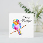 Farbenfroher kleiner Vogel Feiertagskarte (Stehend Vorderseite)