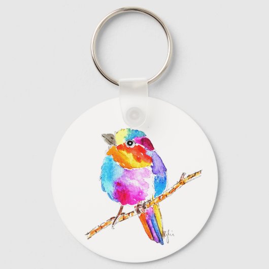Farbenfroher kleiner Vogel Schlüsselanhänger (Vorderseite)
