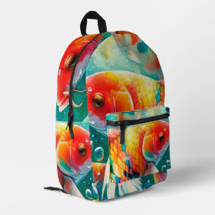 Farbenfroher Koi-Fisch-Rucksack Bedruckter Rucksack
