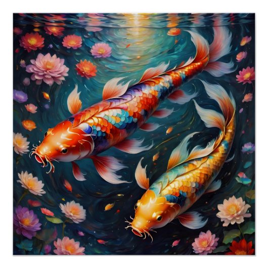 Farbenfroher Koi Fish no 1 Glossy Poster (Vorderseite)