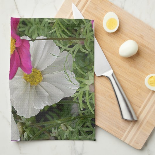 Farbenfroher Kosmoblütengarten Küchentuch (Viertel Falte)