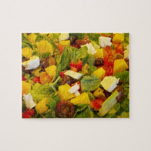 Farbenfroher, köstlicher Salat aus Gemüse und Obst Puzzle (Horizontal)
