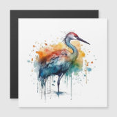 Farbenfroher Kran im Wasser stehend Magnetkarte (Vorne/Hinten)