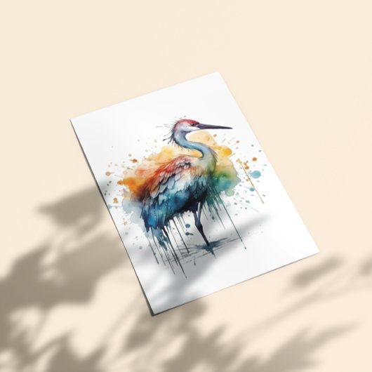 Farbenfroher Kran im Wasser stehend Postkarte