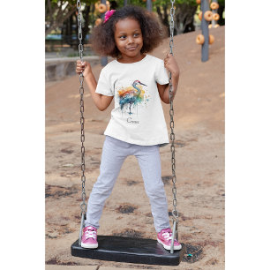 Farbenfroher Kran im Wasser stehend T-Shirt