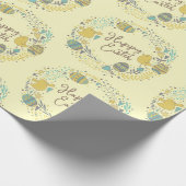 Farbenfroher Kraut von fröhlichen Hühnereiern und  Geschenkpapier (Ecke)