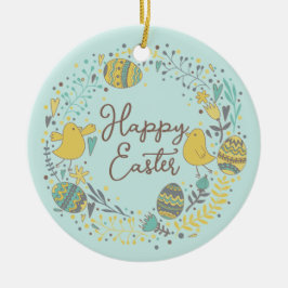 Farbenfroher Kraut von fröhlichen Hühnereiern und  Keramik Ornament