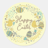 Farbenfroher Kraut von fröhlichen Hühnereiern und  Runder Aufkleber (Vorderseite)