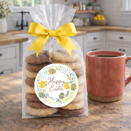 Farbenfroher Kraut von fröhlichen Hühnereiern und Runder Aufkleber