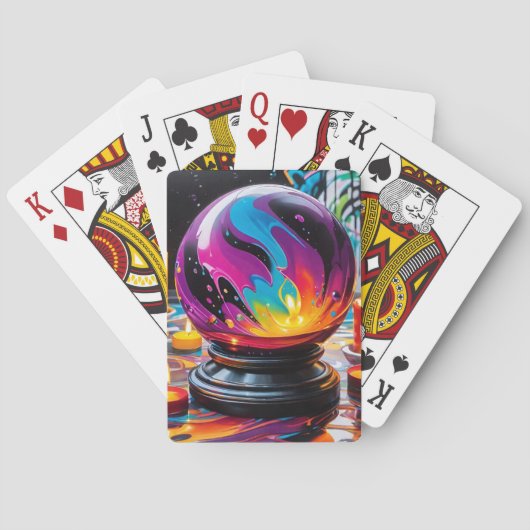 Farbenfroher Kristallball Spielkarten (Rückseite)