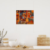 Farbenfroher Kubismus Abstrakt Tempelgärten von Pa Poster (Küche)