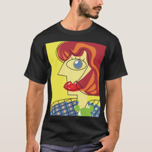 Farbenfroher Kubismus: Porträtkunst der Frau. T-Shirt