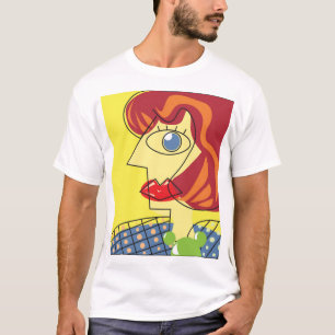 Farbenfroher Kubismus: Porträtkunst der Frau. T-Shirt