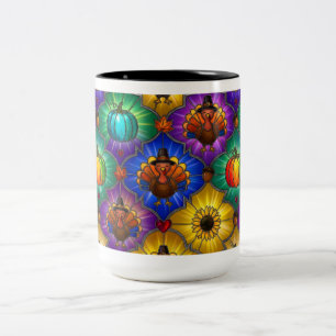 Farbenfroher Kürbis Herbst Dekoration Zweifarbige Tasse