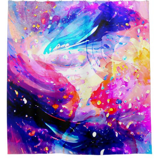 farbenfroher, lebendiger Regenbogen abstrakt Duschvorhang (Vorderseite)