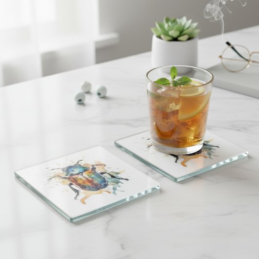 farbenfroher, lebendiger Schal in Aquarellfarben Glasuntersetzer