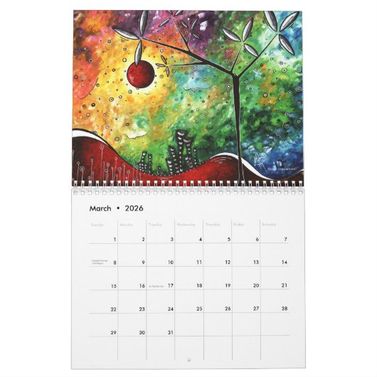 Farbenfroher Lebenszyklus Baum Art 2024 Kalender (Mär 2026)