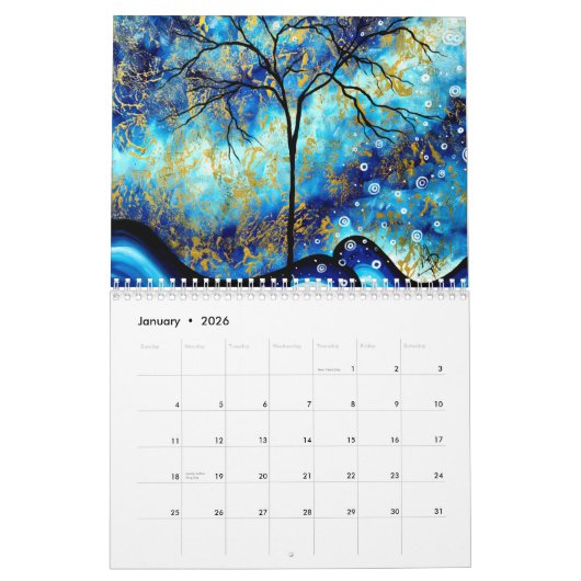 Farbenfroher Lebenszyklus Baum Art 2024 Kalender (Jan 2026)