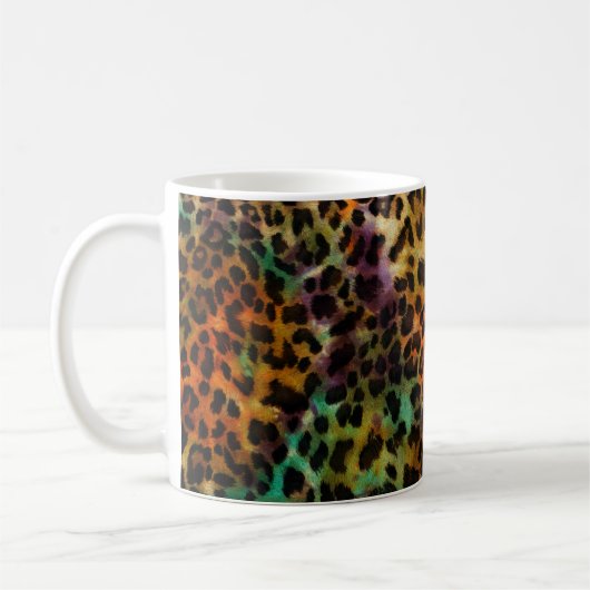Farbenfroher Leopard: Abstrakte Vintage-Textur Kaffeetasse (Links)