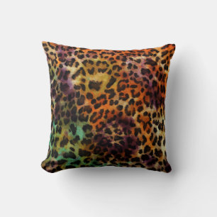 Farbenfroher Leopard: Abstrakte Vintage-Textur Kissen