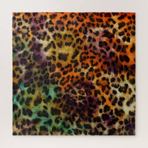 Farbenfroher Leopard: Abstrakte Vintage-Textur Puzzle