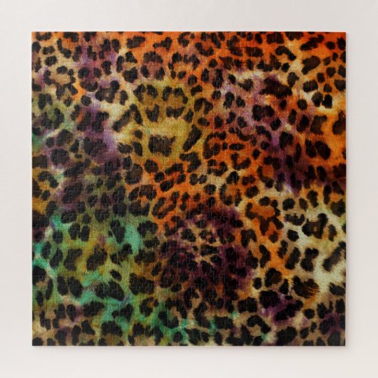 Farbenfroher Leopard: Abstrakte Vintage-Textur Puzzle (Vertikal)
