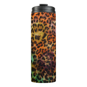 Farbenfroher Leopard: Abstrakte Vintage-Textur Thermosbecher