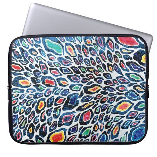 Farbenfroher Leopard: Lebhafte Textur Print Laptopschutzhülle (Vorderseite)