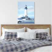 Farbenfroher Leuchtturm am Ozean Leinwanddruck (Insitu (Schlafzimmer))