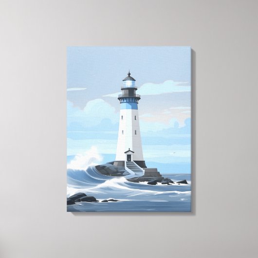 Farbenfroher Leuchtturm am Ozean Leinwanddruck (Vorderseite)