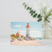 Farbenfroher Leuchtturm maritime Lansdchaft Postkarte (Stehend Vorderseite)