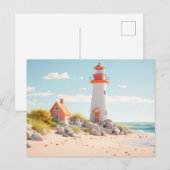 Farbenfroher Leuchtturm maritime Lansdchaft Postkarte (Vorne/Hinten)