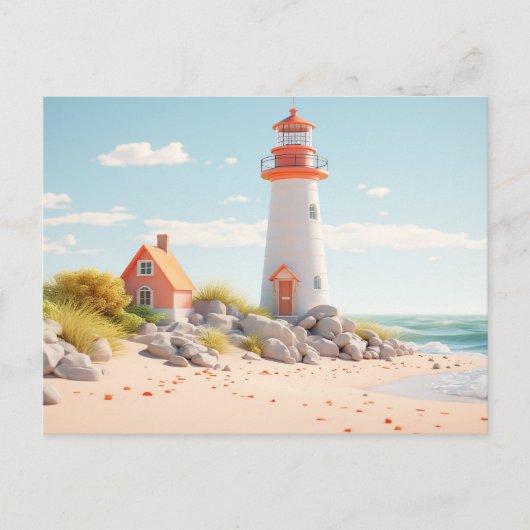 Farbenfroher Leuchtturm maritime Lansdchaft Postkarte (Vorderseite)
