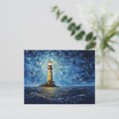 farbenfroher Leuchtturm maritime Lansdchaft Postkarte (Stehend Vorderseite)