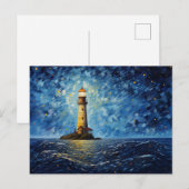 farbenfroher Leuchtturm maritime Lansdchaft Postkarte (Vorne/Hinten)