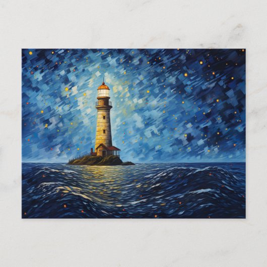 farbenfroher Leuchtturm maritime Lansdchaft Postkarte (Vorderseite)