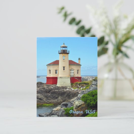 Farbenfroher Leuchtturm und Meereslandschaft Postk Postkarte (Stehend Vorderseite)