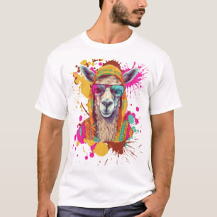 Farbenfroher Llama-T - Shirt   Niedliches stilvoll