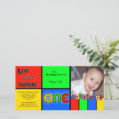 Farbenfroher Look, der 1 Geburtstag einlädt (Stehend Vorderseite)