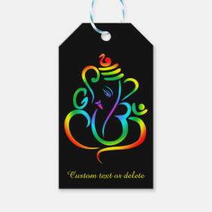 Farbenfroher Lord Ganesha auf schwarzen Gift Tags Geschenkanhänger