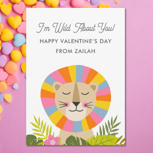 Farbenfroher Löwe Wild Nach Dir Kinder Valentinsta Feiertagskarte