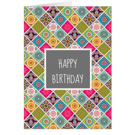 Farbenfroher Mandala marokkanischer Geburtstag (Vorne)