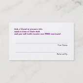 Farbenfroher Manicurist Nail Salon Empfehlungskarte (Rückseite)