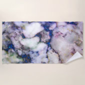Farbenfroher Marmor mit blauem Glitzer Strandtuch (Vorderseite)