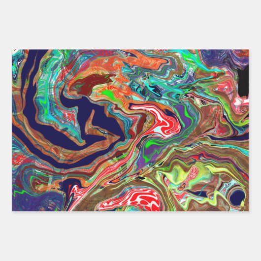 Farbenfroher Marmor Pour Paint Birthday Geschenkpapier Set (Vorderseite 3)