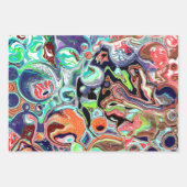 Farbenfroher Marmor Pour Paint Birthday Geschenkpapier Set (Vorderseite 2)